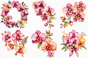 Watercolor Pink Orchid Clipart, an Illustration by Craft Nest (Thumbnail 6 of 12)