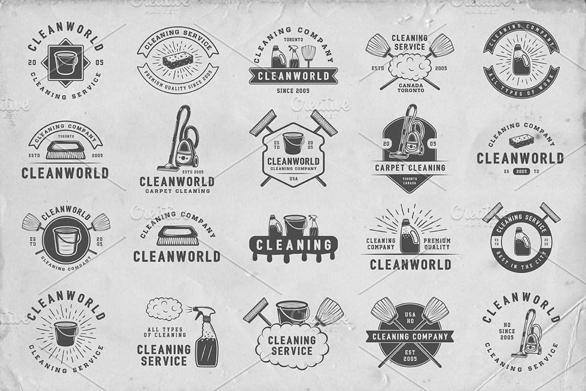 Set of Vintage Cleaning Emblems, a Branding & Logo Template by AkimD (Photo 2 of 4)