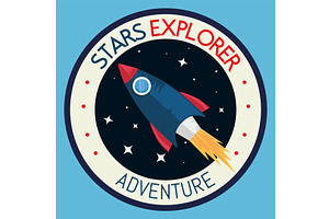 Rocket Adventure Space Retro Sticker