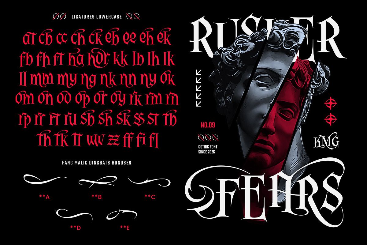 Fang Malic Typeface, a Blackletter Font by alit design (Photo 17 of 20)