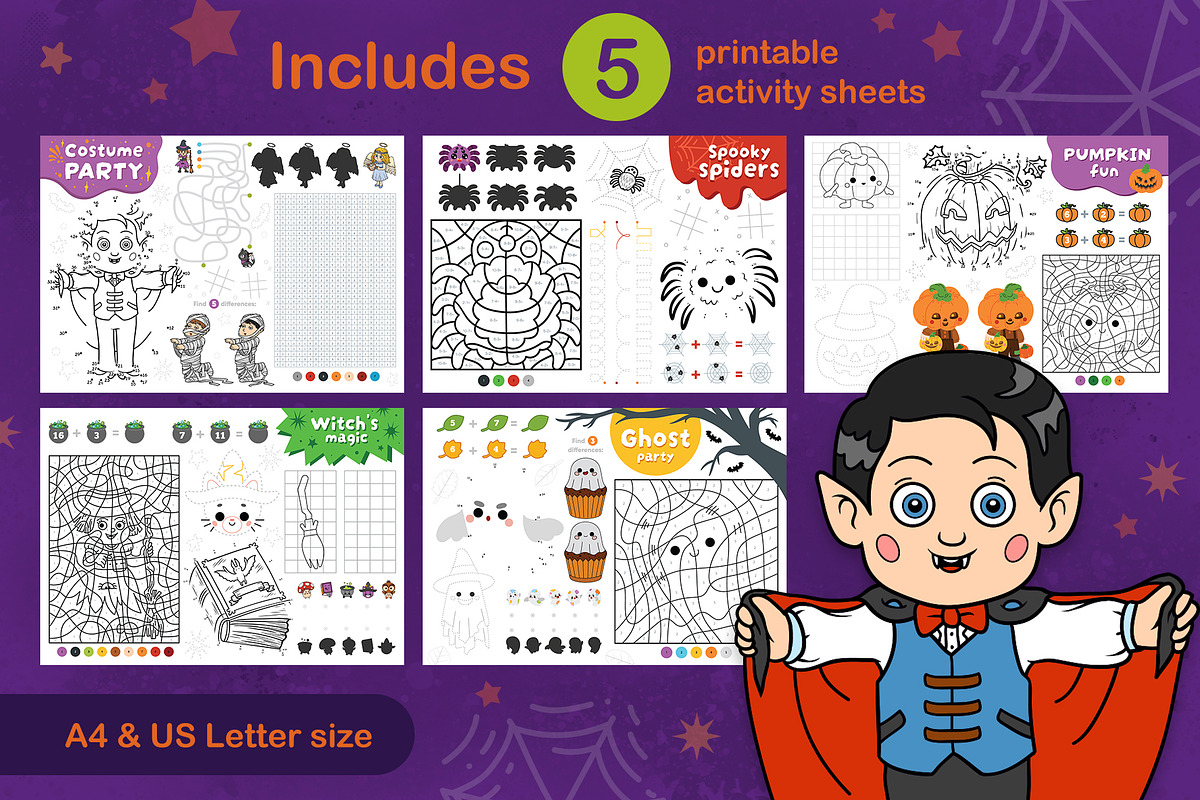 Halloween Activity Playmats for Kids, a Seasonal Illustration by Ksenya Savva (Photo 2 of 6)