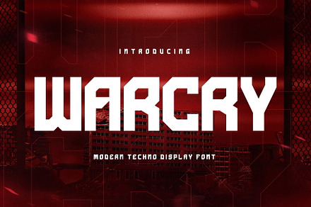 Warcry - Modern Techno Display Font, a Sans Serif Font by Geelator Studio