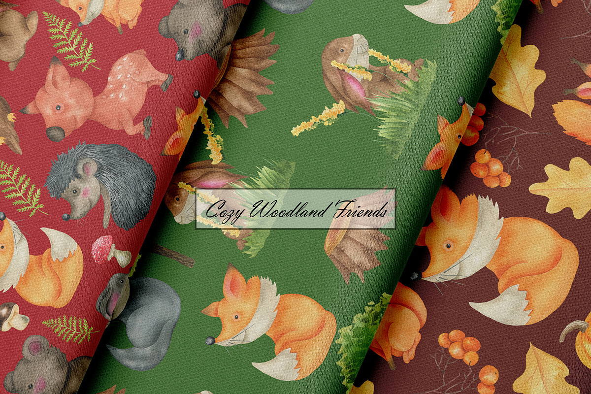 Woodland Animal Seamless Patterns, an Animal Illustration by OlDm_Shop (Photo 5 of 9)