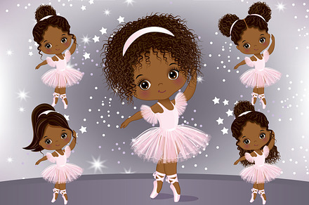 Black Ballerina Clipart, Little Girl