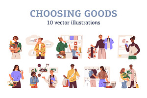 People shopping, choosing goods set, a Person Illustration by Good Studio
