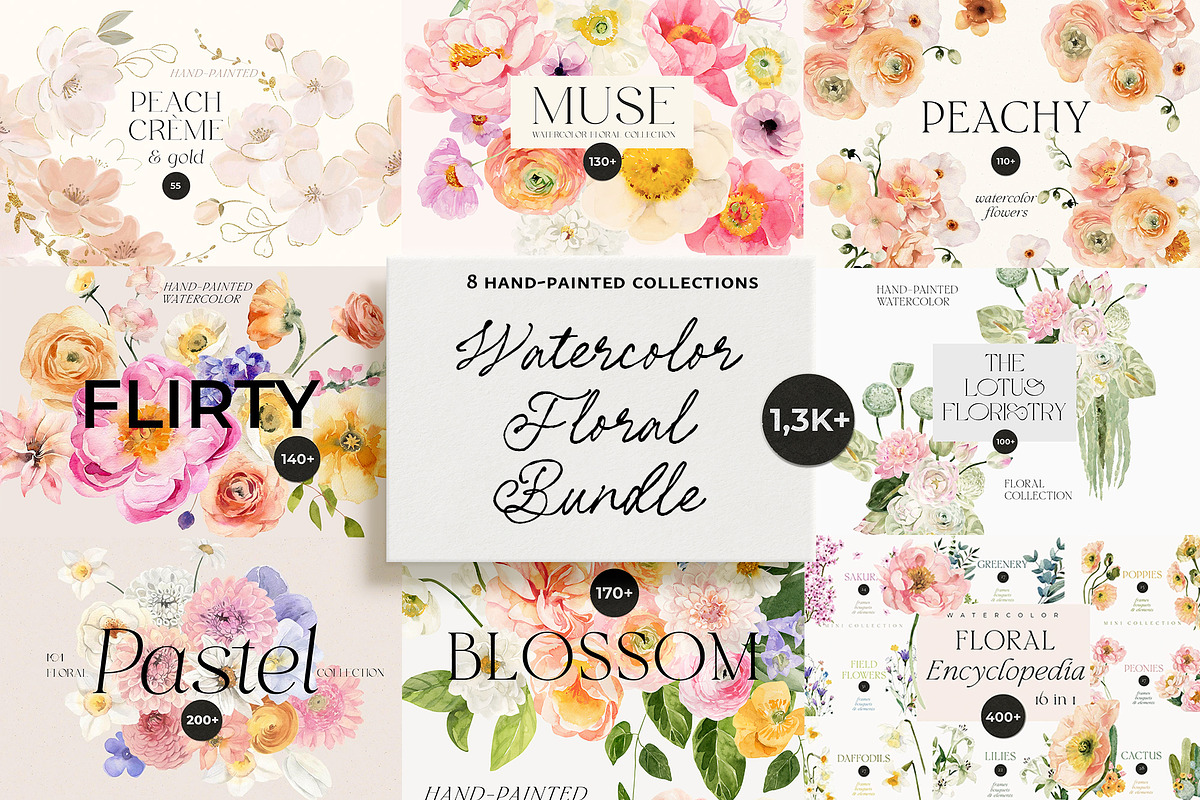 Watercolor Floral Bundle, a Decorative Illustration by Lana Elanor (Photo 1 of 10)