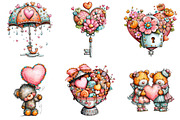 Watercolor Valentine Clipart, an Illustration by designcity5 (Thumbnail 2 of 5)