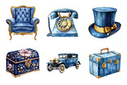 Retro Royal Blue and Gold PNG, an Illustration by SinaCreation (Thumbnail 2 of 5)