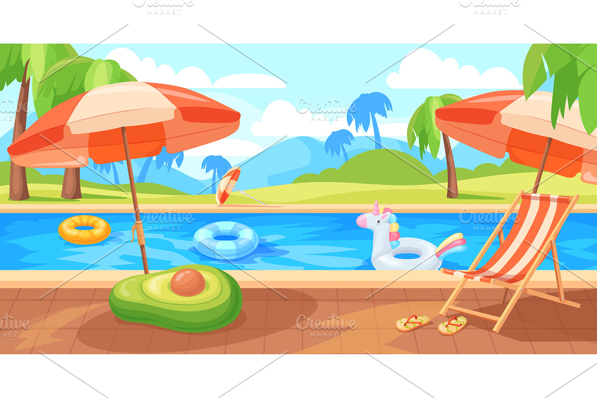 Swimming pool cartoon background, a Sport Illustration by Stock-Smart-Start