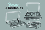 Vintage record player illustrations, an Object Illustration by Serifs & Whiskey (Thumbnail 2 of 4)
