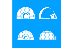 Frozen Igloo Icon Set, Simple Style