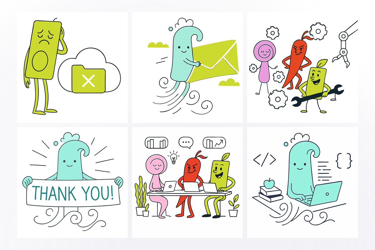 10 Fun Character Illustration, an Illustration by Spojeeto Devices Mockups (Photo 2 of 3)