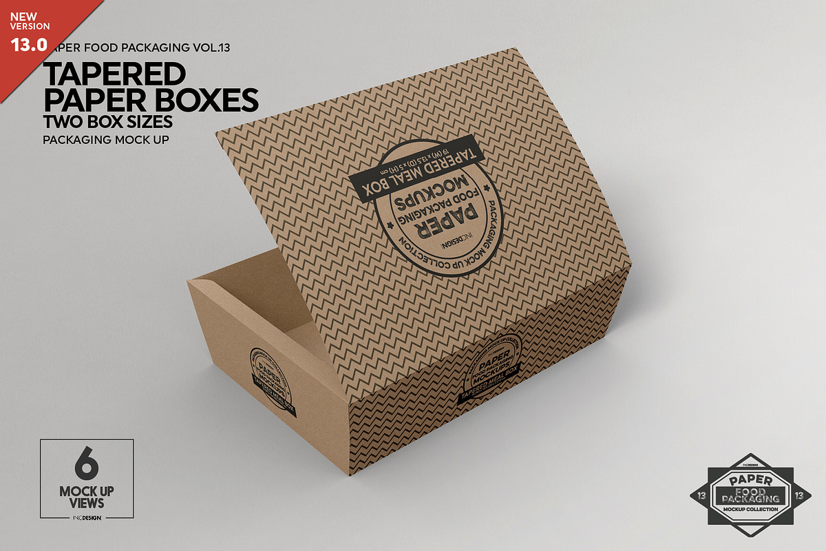 Paper Tapered Takeout Boxes Mockup, a Packaging Mockup by INCDesign
