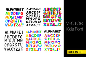 Kids Font Vector