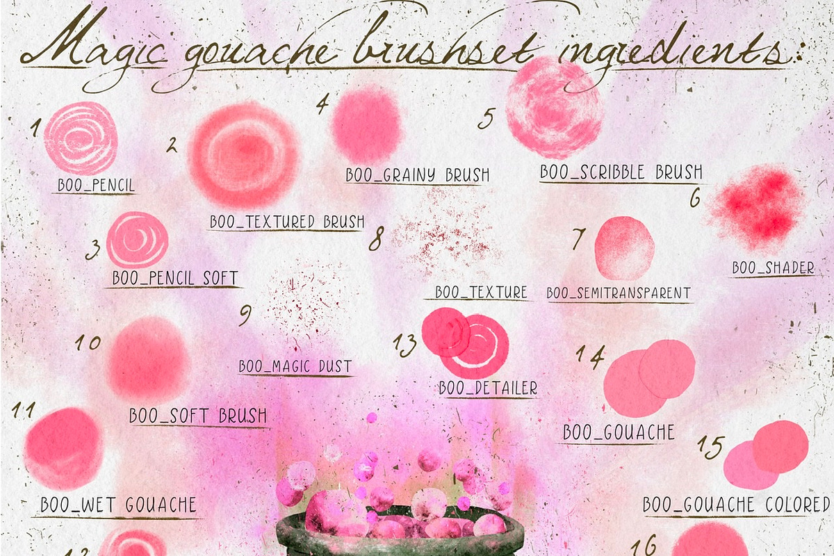Magic Gouache Brushes for Procreate, a Brush Add-On by BooStudio (Photo 6 of 9)