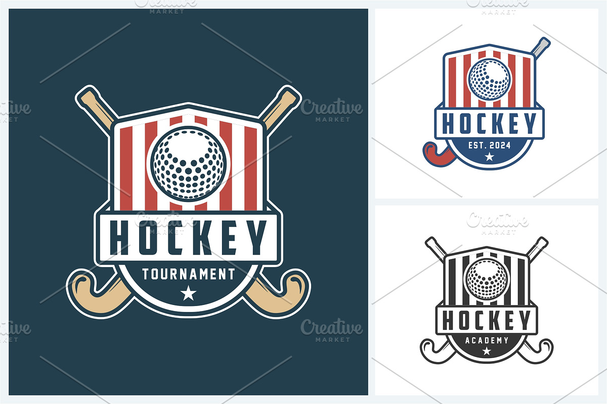 Field hockey logo sport design