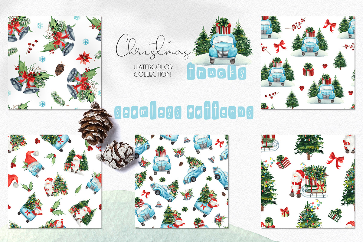 Watercolor Christmas trucks, an Object Graphic by Ana-Sakuta (Photo 13 of 19)
