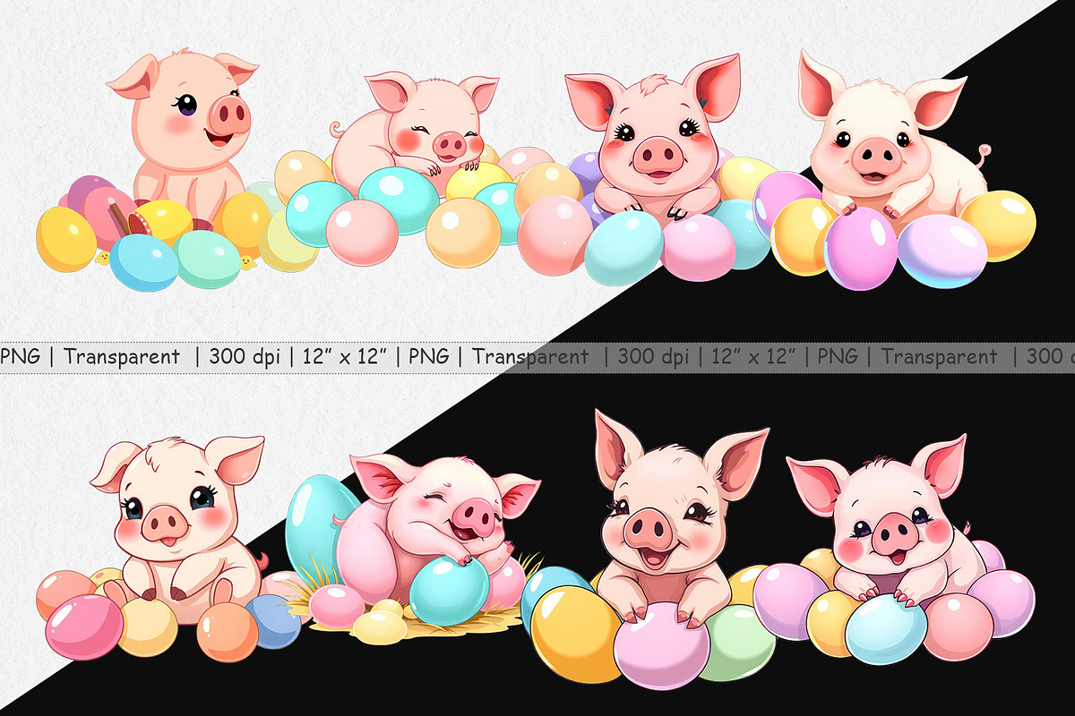 Easter Pig Clipart, a Graphic by Artnoy (Photo 2 of 5)
