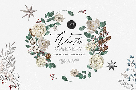 Winter Greenery Watercolor Set
