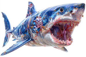 A great white shark, its mouth open, an Animal Photo by ZinetroN