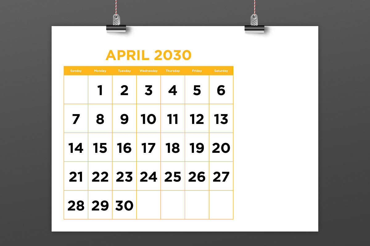 2030 Large No. Color 8.5x11 Calendar, a Stationery Template by Running With Foxes (Photo 4 of 6)