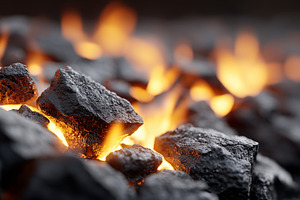 Close up of glowing charcoal rocks, a Background Photo by MistyDay