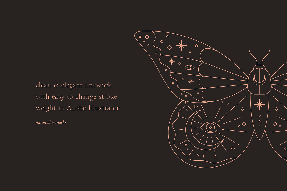 Celestial Moth & Butterfly Vectors, an Illustration by Minimal Marks (Photo 5 of 5)