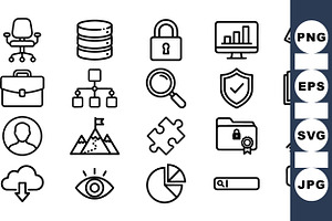 Business Line Icon Set, an Illustration by designvectx