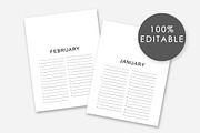 Editable Birthday Calendar Template, a Templates & Theme by DesignStudioTeti (Thumbnail 1 of 7)
