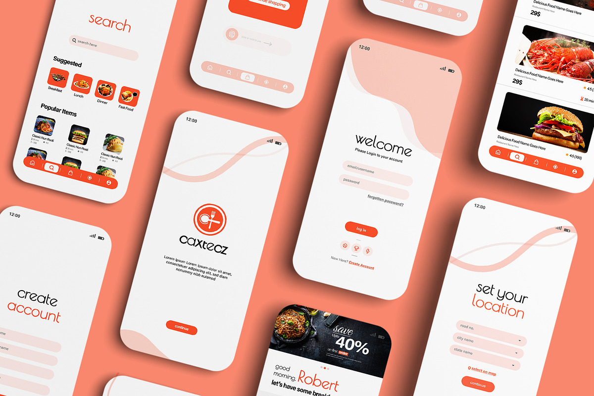 Responsive Food App UI Layout, an UI Kit Template by CreativeShaper (Photo 1 of 4)