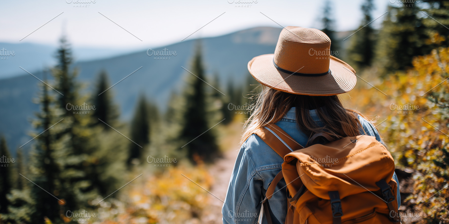 Rear view on a woman with backpack, a Nature Photo by MistyDay