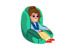 Smiling girl safely sitting in child, a Transportation Illustration by pikepicture