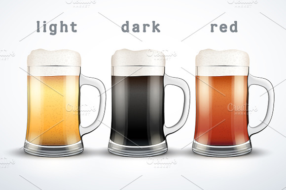 Vector Beer mugs with three brands. preview 2