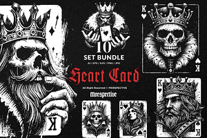 10 Bundle Dark Art Heart Card King, an Illustration by Morspective