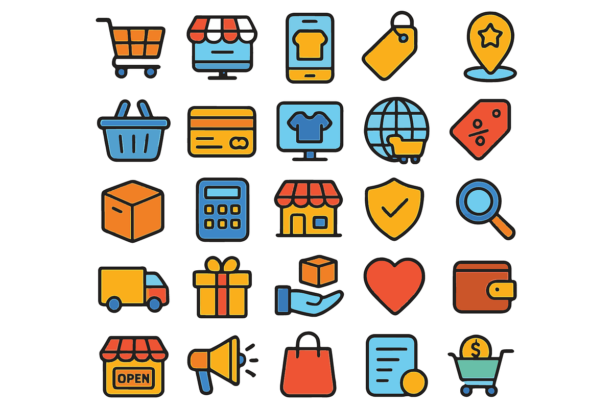 Ecommerce Shopping Icon Set, an Object Graphic by nikagraphic