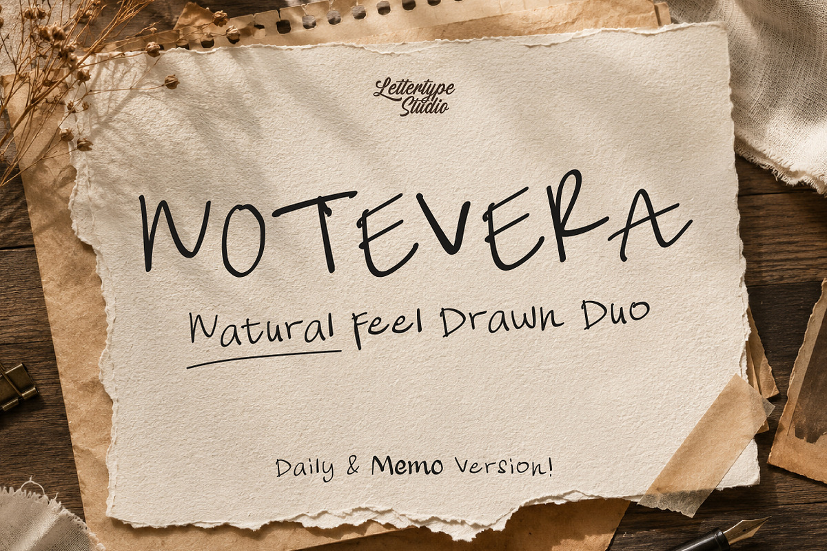 Notevera Duo - Natural Handwritten, a Handwritten Font by Lettertype Studio (Photo 1 of 10)
