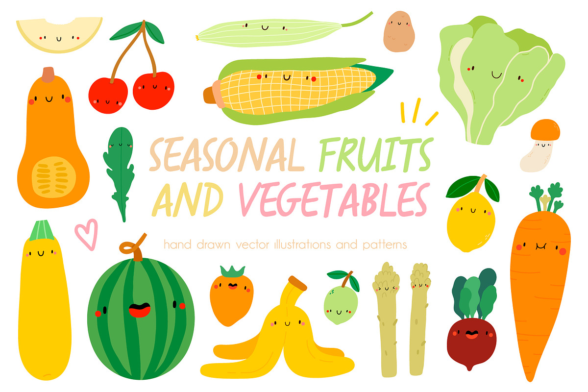 Seasonal Fruits and Vegetables, a Food Illustration by iliveinoctober (Photo 1 of 7)