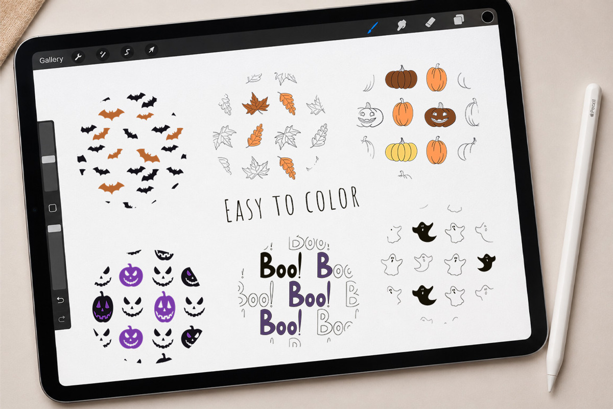 Halloween Procreate Brushes, a Brush Add-On by Mari_Caliart (Photo 11 of 16)