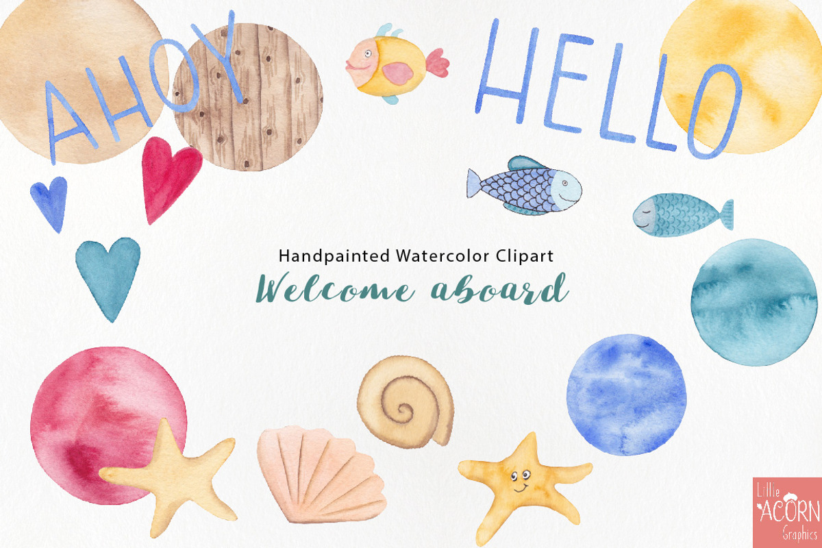 Welcome aboard watercolor graphics, an Animal Illustration by LittleAcornGraphics (Photo 4 of 12)