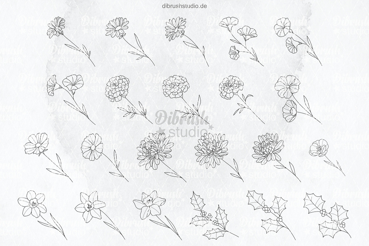 Procreate Birth Flowers Tattoo, a Brushes & More by DiBrush Studio (Photo 5 of 5)