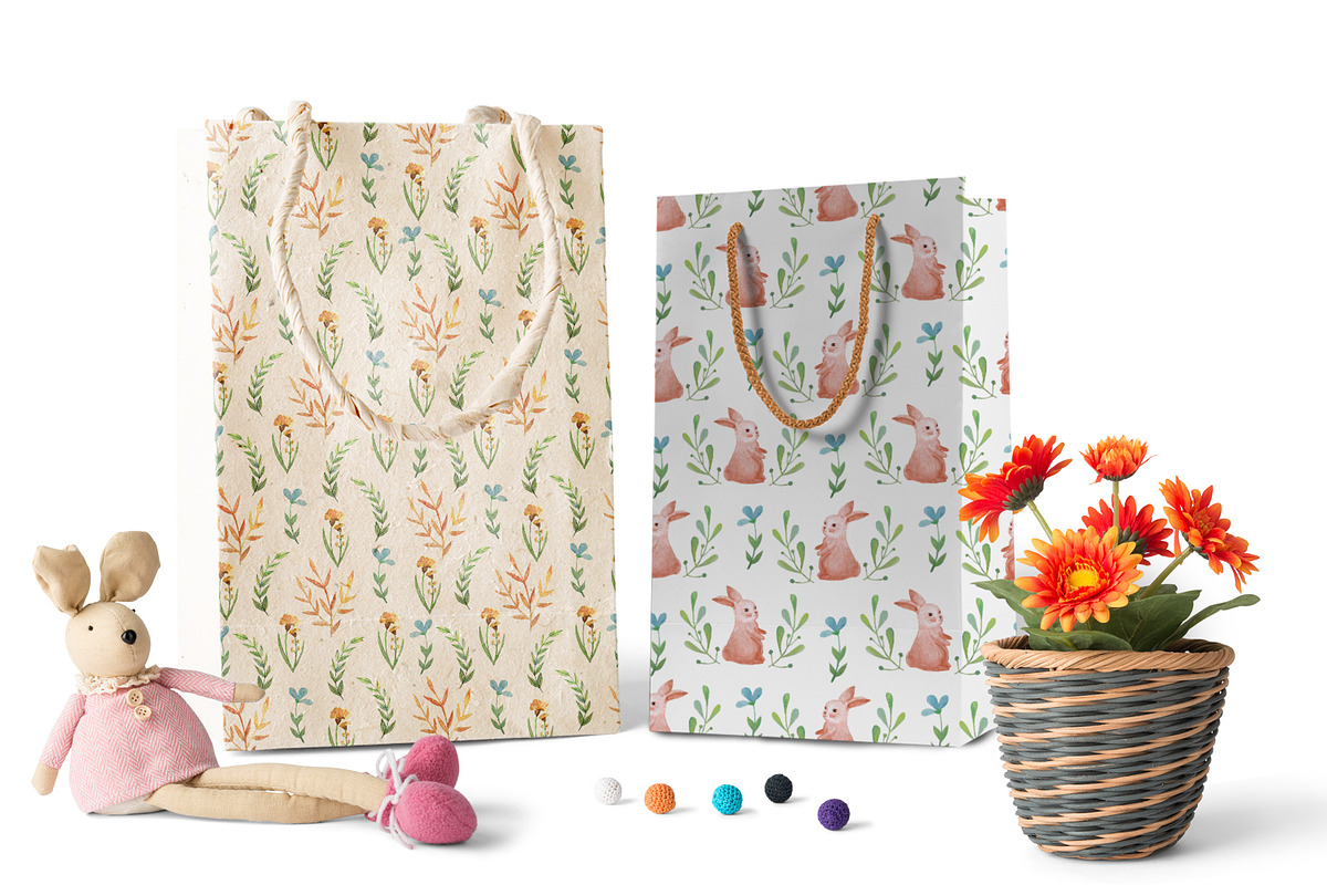 Watercolow rabbit and Floral set, an Animal Illustration by Olesya Agudova (Photo 4 of 7)