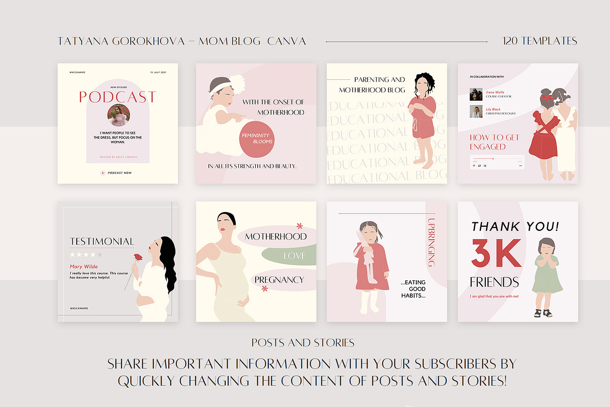 Instagram Templates Mom Blog | CANVA, a Social Media Template by Lafnaeri
