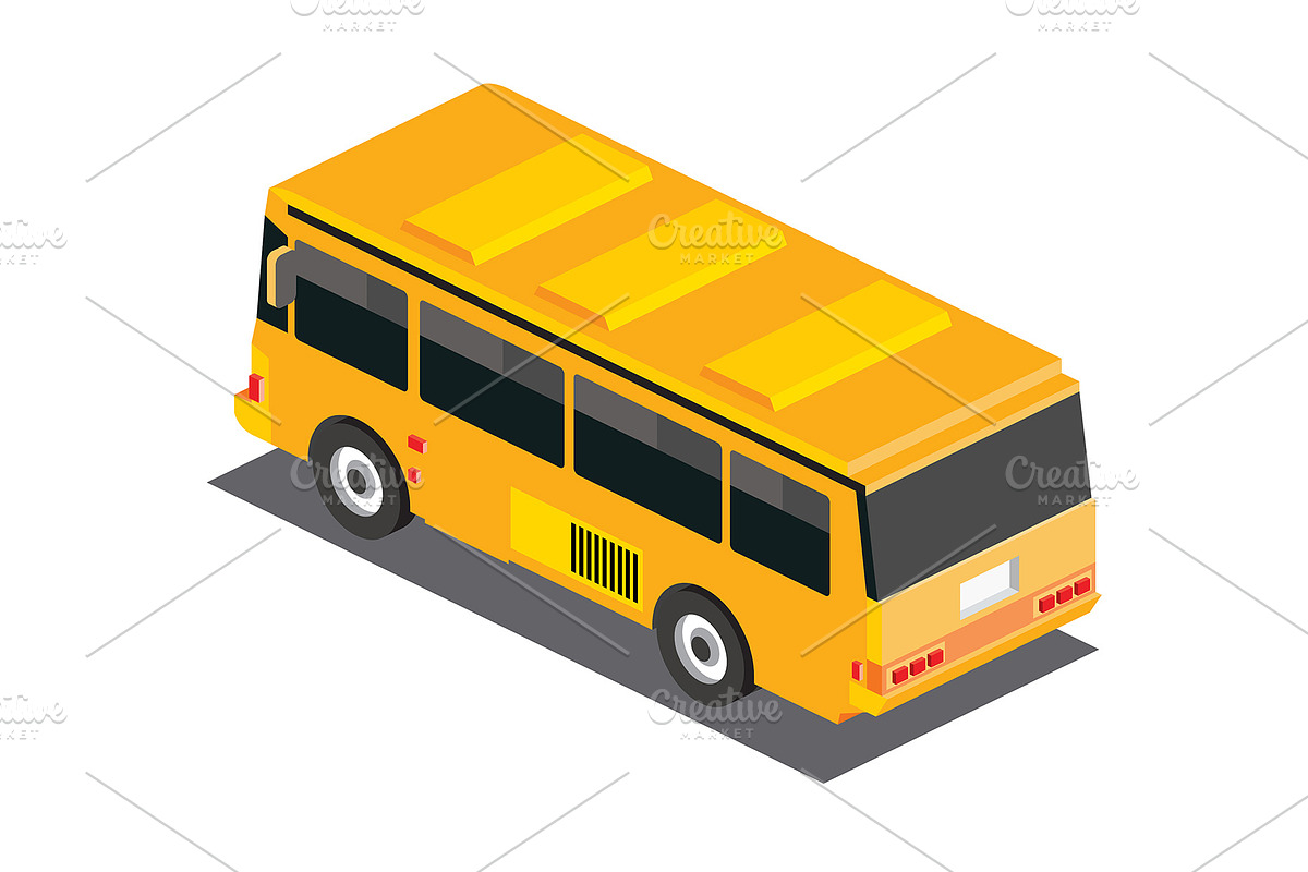Isometric yellow school bus., a Transportation Illustration by Booblgum (Photo 1 of 2)