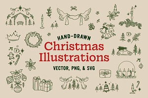 Hand-Drawn Christmas Illustrations, a Seasonal Illustration by Nixon Design
