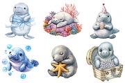Cute Baby Watercolor Manatees png, an Illustration by Watercolor design (Thumbnail 5 of 5)