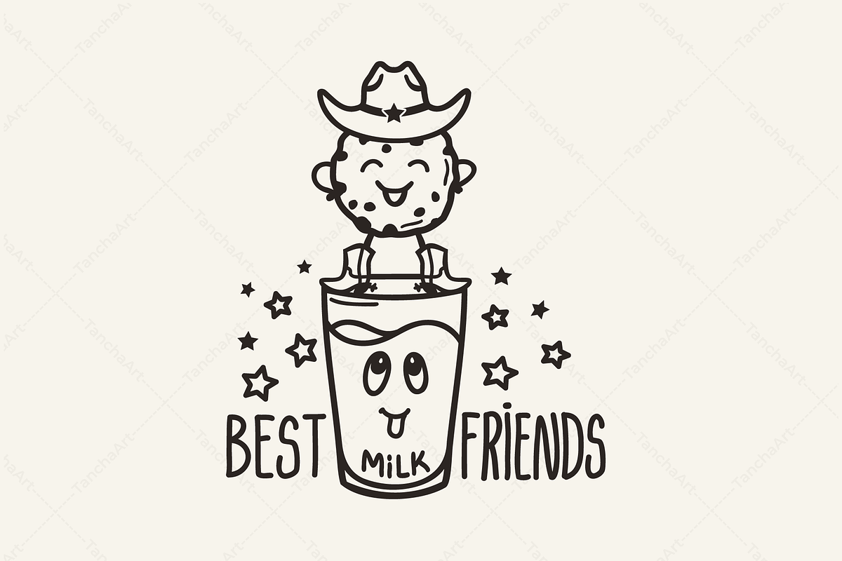Cowboy Cookie Clipart Funny Milk SVG, a Graphic by TanchaArt (Photo 5 of 10)
