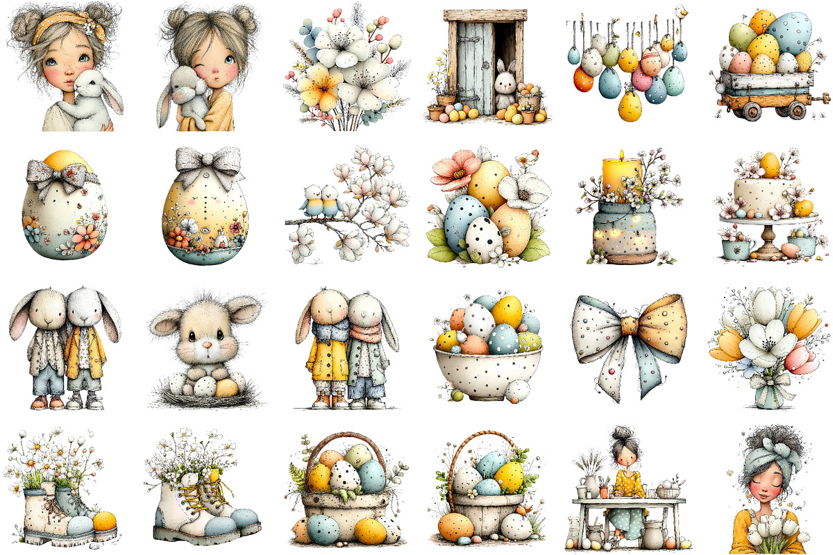 Watercolor Rustic Easter Clipart, an Illustration by Sublimation Artist (Photo 2 of 7)