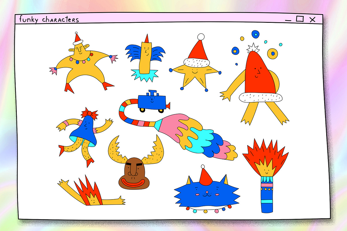 1970 psychedelic Christmas stickers, an Illustration by okchizh (Photo 3 of 8)