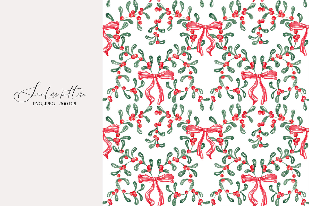 Christmas Mistletoe Ornamental Print, a Pattern Graphic by SirenaArt (Photo 3 of 14)