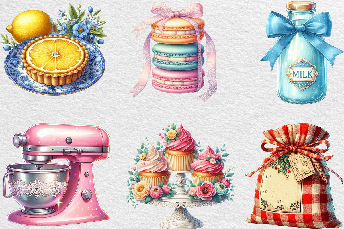 Vintage Baking Sublimation Clipart, an Illustration by Black Bird Studio (Photo 4 of 6)
